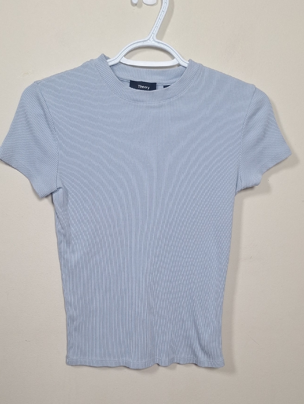 Theory Stretch Rib Tiny Tee Light Blue Size S NWOT